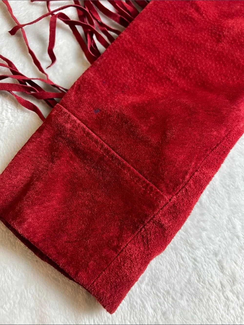 Vintage Leather Gallery Red Suede Leather Fringe Jacket Western Boho Women’s Med - Picture 10 of 11